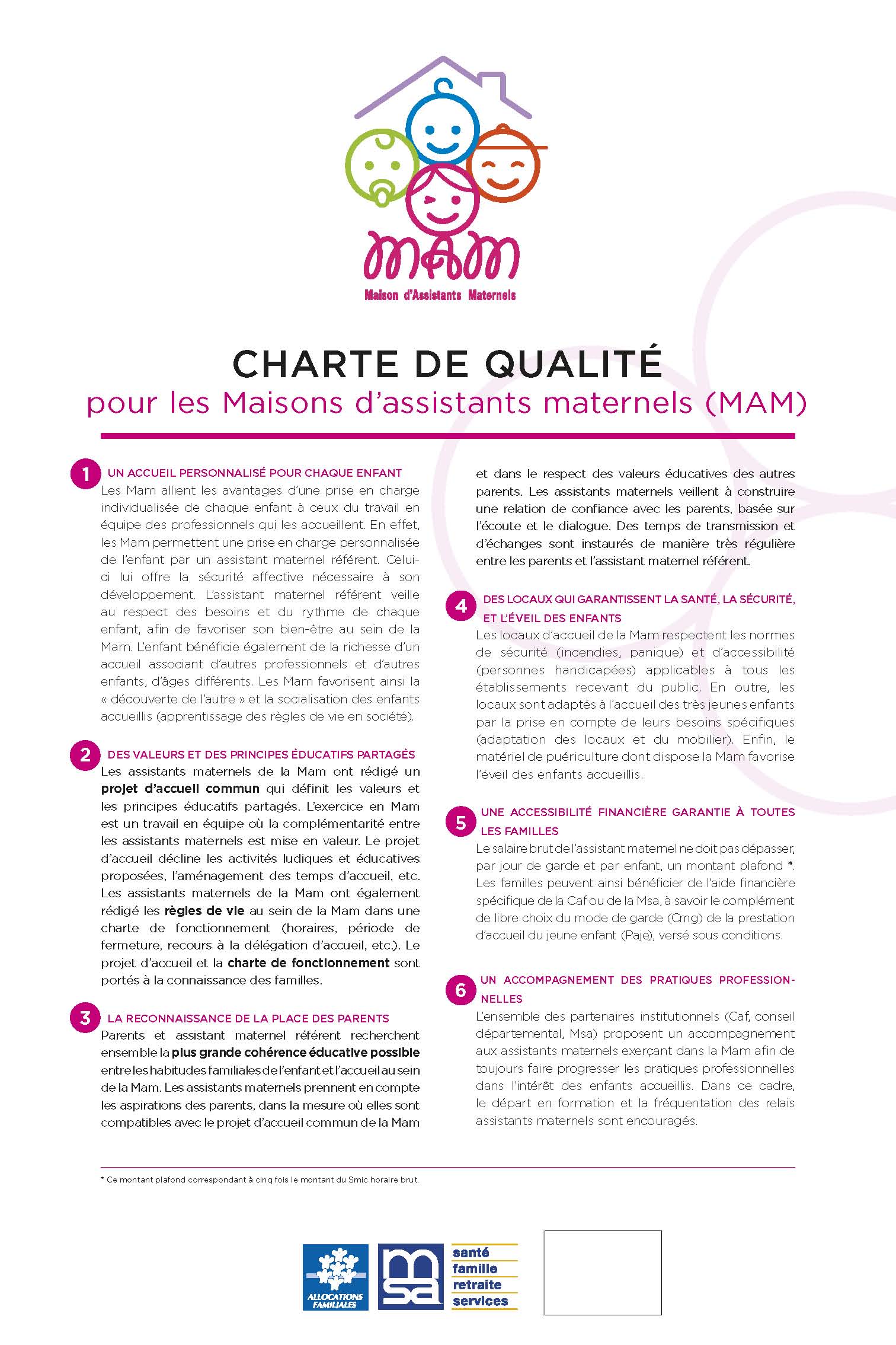 Affiche de la charte de qualité des MAM