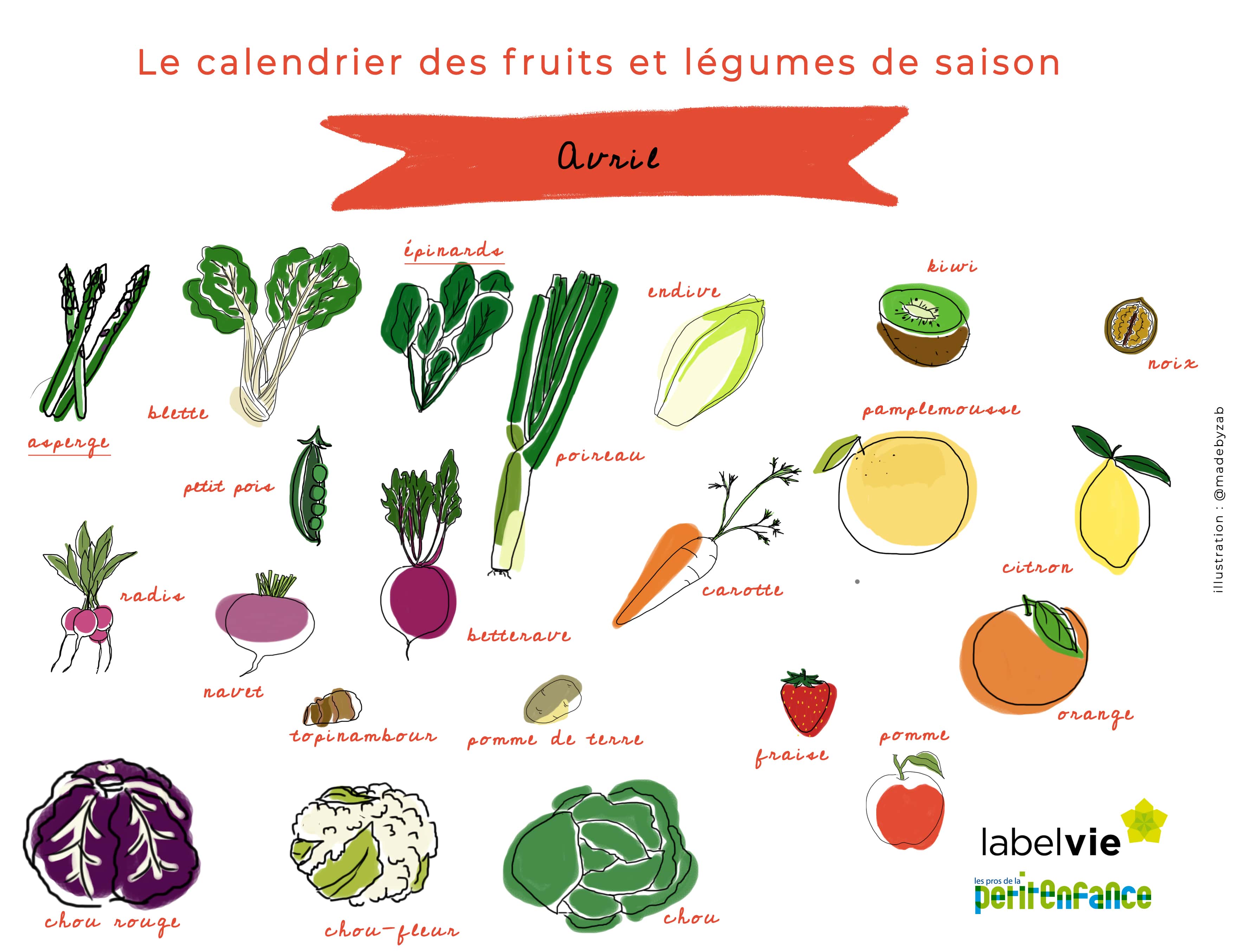 Le calendrier des fruits et légumes d