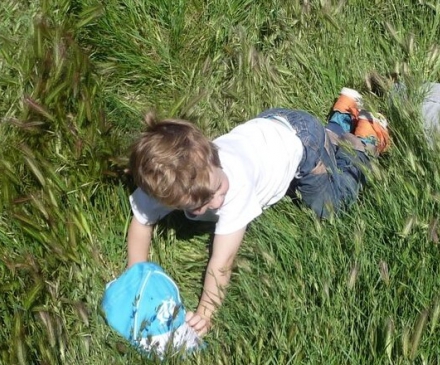 Enfants qui jouent dans l'herbe
