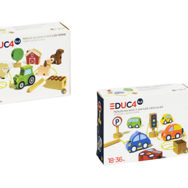 Perles en bois ferme et véhicules